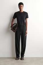 Linen Round-Neck T-Shirt Black - Image 2