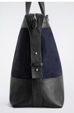 Leather Dual-purpose Messenger Bag In Navy Blue - Image 4