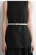 Gold Buckle Reversible Narrow Cow Leather Belt