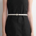 Gold Buckle Reversible Narrow Cow Leather Belt