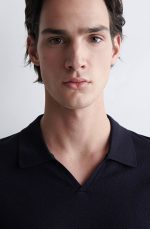 Wool Slim Polo Navy - Image 3