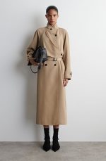 Mock-Neck Coat Beige