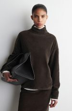 Knitted Mock-Neck Sweater Brown