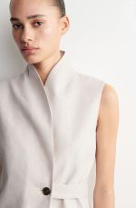 Linen Slim Vest Beige - Image 3