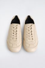 Pure Color Sheep Leather Lace-up Sneakers Light Beige