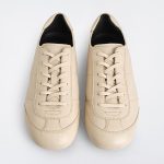 Pure Color Sheep Leather Lace-up Sneakers Light Beige
