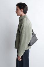 Rectangular Leather Crossbody Bag Black - Image 3