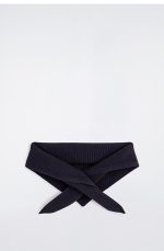 Textured Triangle Scarf In Navy Blue - Image 3