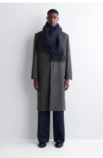 Unisex Tassel Mohair Blend Scarf In Navy Blue