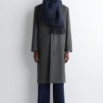 Unisex Tassel Mohair Blend Scarf In Navy Blue