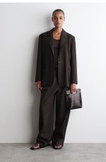 Folio Mini Imitation Crocodile Embossed Leather Bag Dark Bro - Image 3