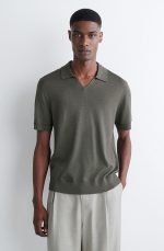 Wool Slim Polo Gray
