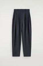 Wool Pleated Trousers Navy - Image 4