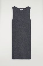 Wool Round-Neck Dress Gray - Image 4