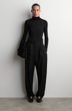 Wool Pleated Trousers Black