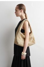 Straw Texture Tote Bag Beige - Image 3
