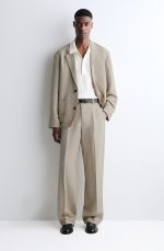 Linen Straight Pants Beige