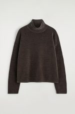 Knitted Mock-Neck Sweater Brown - Image 4
