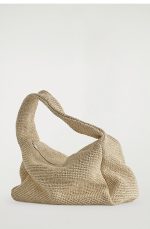 Straw Texture Tote Bag Beige - Image 4