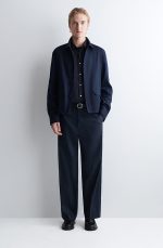 Cotton Straight Trousers Navy