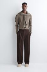 Pure Color Sheep Leather Lace-up Sneakers Light Beige - Image 2