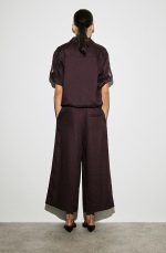Linen Wide-Leg Pants Burgundy - Image 3