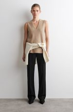 Wool V-Neck Vest Beige - Image 2