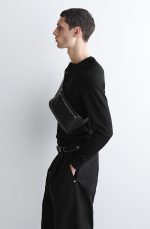 Unisex Brunswick Leather Waist Bag Black - Image 3