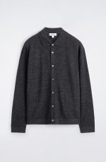Wool Long-Sleeve Shirt Black - Image 4