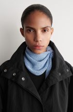 Cut Out Knitted Triangle Scarf Light Blue - Image 2