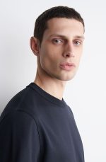 Knitted Round-Neck T-Shirt Navy - Image 3