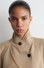Mock-Neck Coat Beige - Image 3