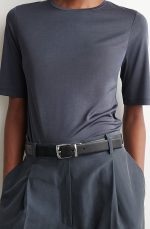 Silk Round-Neck T-Shirt Blue - Image 3