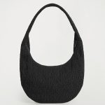 Pleated Decorative Shoulder Bag Black