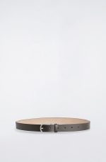 Curved Buckle Cow Leather Belt Dark Brown - Image 3