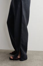 Linen Barrel Trousers Black - Image 3