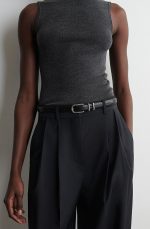 Cross Embossed Cow Leather Belt Black - Image 2