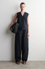 Linen Barrel Trousers Black