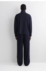 Knitted Wide-Leg Trousers Navy - Image 2