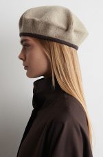 Stereo Knitted Beret Beige - Image 3