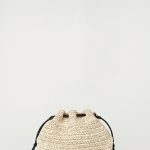 Straw Mini Drawstring Clutch Bag Beige