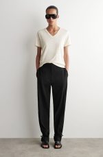 Linen V-Neck T-Shirt White - Image 2