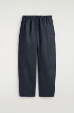 Linen Barrel Trousers Black - Image 4
