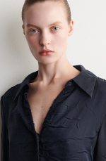 Pleated Shirt Navy - Image 3