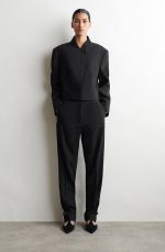 Linen Straight Trousers Black
