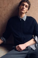 Knitted Round-Neck Jacket Navy - Image 2