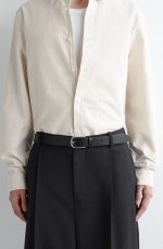 Curved Buckle Cow Leather Belt Black - Image 3