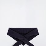 Textured Triangle Scarf In Navy Blue