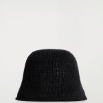 Hollow Knitted Fisherman Hat Black