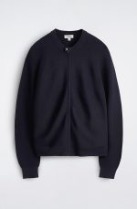 Knitted Round-Neck Jacket Navy - Image 4